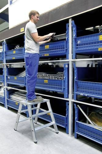 MUNK Günzburger Steigtechnik Aluminium Doppel-Klapptritt Silber mit einer Arbeitshöhe von 2,93 m - Bild 1