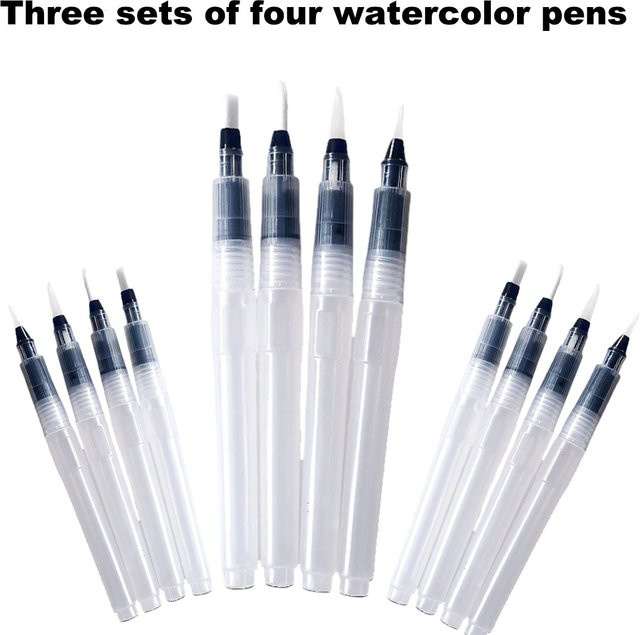Wasserlösliche Nylon-Malstifte mit Flachkopf-Spitze und Wasserspeicher-Funktion in Transparent - Bild 1