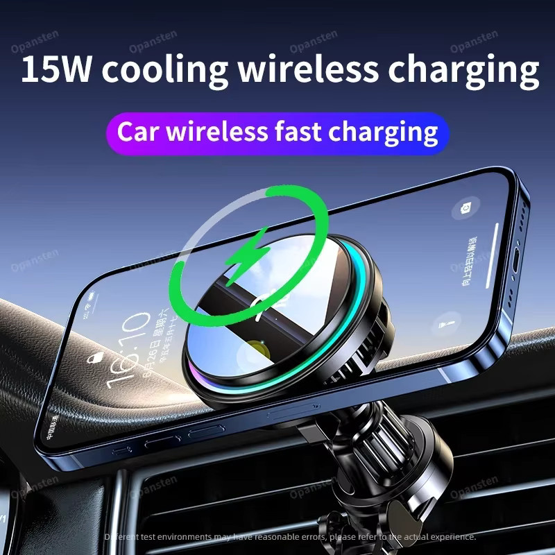 VIKEFON QI2 Magnetisches Drahtloses Autoladegerät mit Eiskühlung und RGB-Beleuchtung, Schnellladekühler für MagSafe iPhone 12-16, Schwarz - Bild 2
