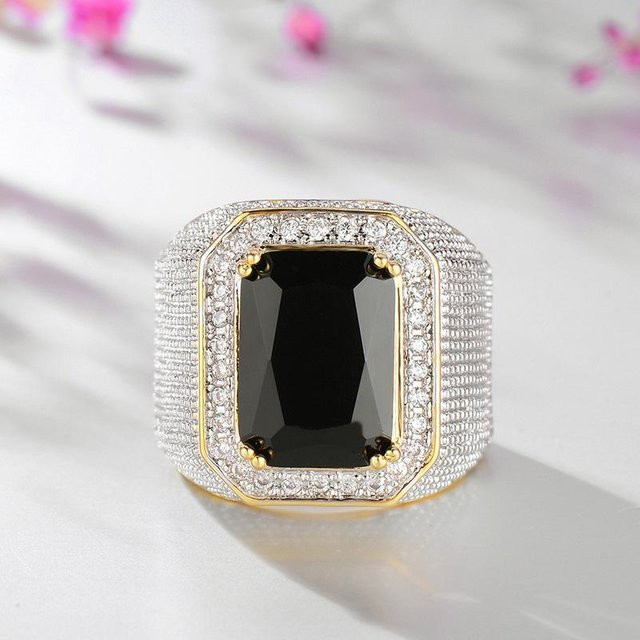 Herrenring Kupfer, Schwarz, Zirkonia, Vintage - Bild 1