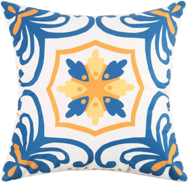 4er-Set JMG Clothing Wasserdichte Outdoor Kissenbezüge im Boho-Design mit geometrischem Print, Farbe: Blau, B/T/H: 45 x 45 x 0 cm - Bild 1