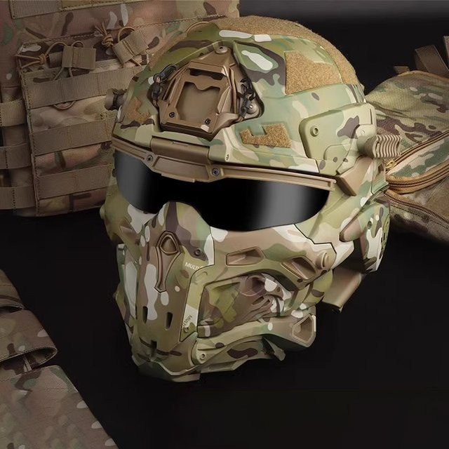 Taktische ABS Outdoor Maske mit integriertem Headset und Vollgesichtsschutz in Mehrfarbig - Bild 1