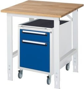 Rau Arbeitstisch Tom KM08 höhenverstellbar und rollbar, Farbe: grau/weiß, B/T/H: 75 x 80 x 76-108 cm - Bild 1