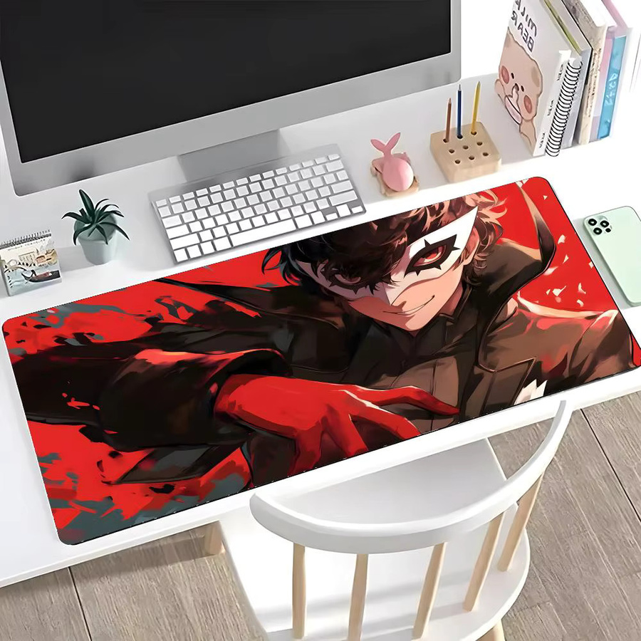 P-persona 5Joker Anime-Mauspad in Schwarz, großes Gaming-Mauspad mit LockEdge als verdickte Tischunterlage für Computer und Tastatur - Bild 2