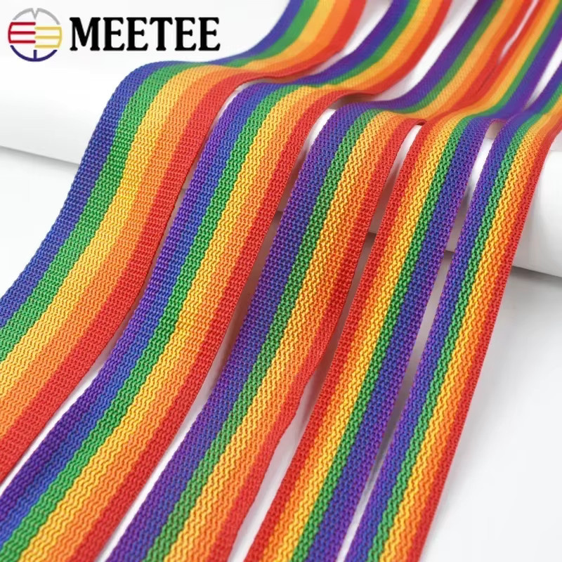 Meetee Regenbogen Gurtband aus Nylon und PP Geflecht in Mehrfarbig für Taschen, Gürtel und Haustierbänder - Bild 2