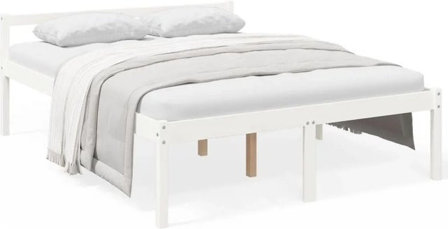 vidaXL Massivholzbett aus Kiefer in Weiß, B/T/H: 160 x 200 x 165,5 cm - Bild 1