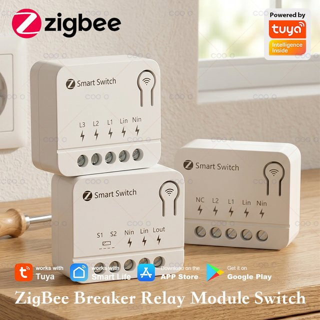 Tuya ZigBee Smart-Schaltermodul für 1/2/3-fach Lichtsteuerung in Weiß, kompatibel mit Smart Life, Alexa und Google Home - Bild 1