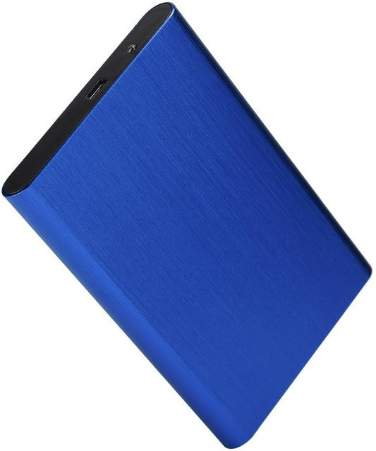 Koogeelife USB 2.0 Festplattengehäuse aus gebürsteter Aluminiumlegierung für 2,5 Zoll SATA HDD und SSD, stoßfest, Schwarz/Blau - Bild 1