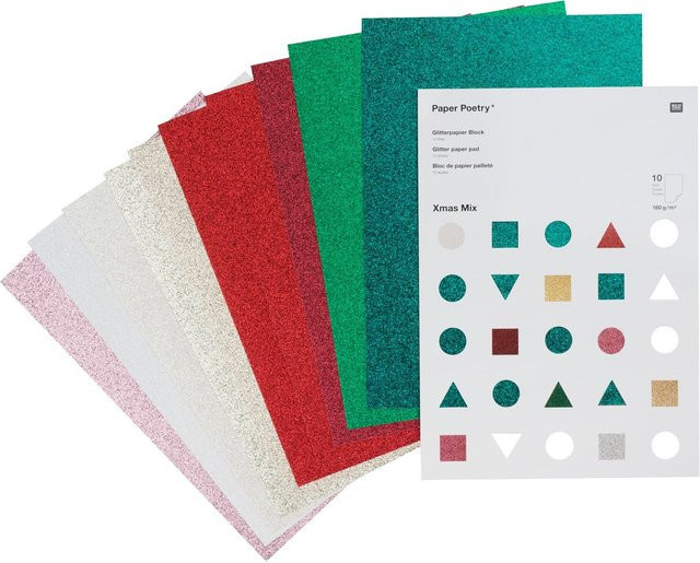 Rico Design Paper Poetry Glitterpapierblock Nostalgic Mix Multicolor DIN A4 10 Blatt - Bild 1