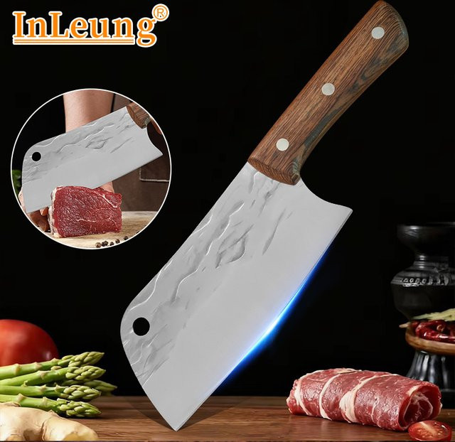 GuanQi Multifunktionales Kochmesser aus geschmiedetem Edelstahl mit Holzgriff in Silber - Bild 1