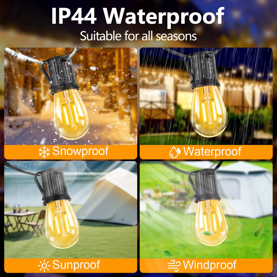 Grensk S14 LED Lichterkette Warmweiß Bernstein in Kunststoff, Wasserdicht und Bruchsicher mit EU-Stecker - Bild 4