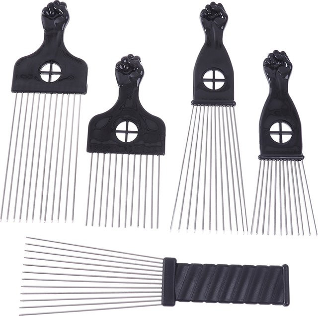 Schwarz Faust Afro Metall Kamm, Unisex - Bild 1