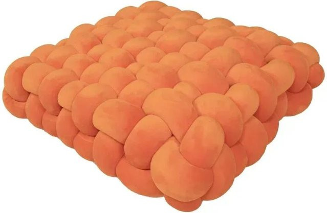 Handgefertigtes quadratisches Plüschkissen in Orange mit nordischem Design, B/T/H: 30 x 33 x 12 cm - Bild 1
