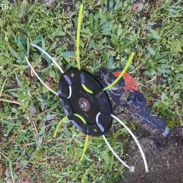 Eelhoe Garten-Unkrautentferner-Bürstenkopf aus Stahl in Schwarz für Benzin- und Lithium-Rasentrimmer inklusive 4 Ersatzfäden - Bild 1