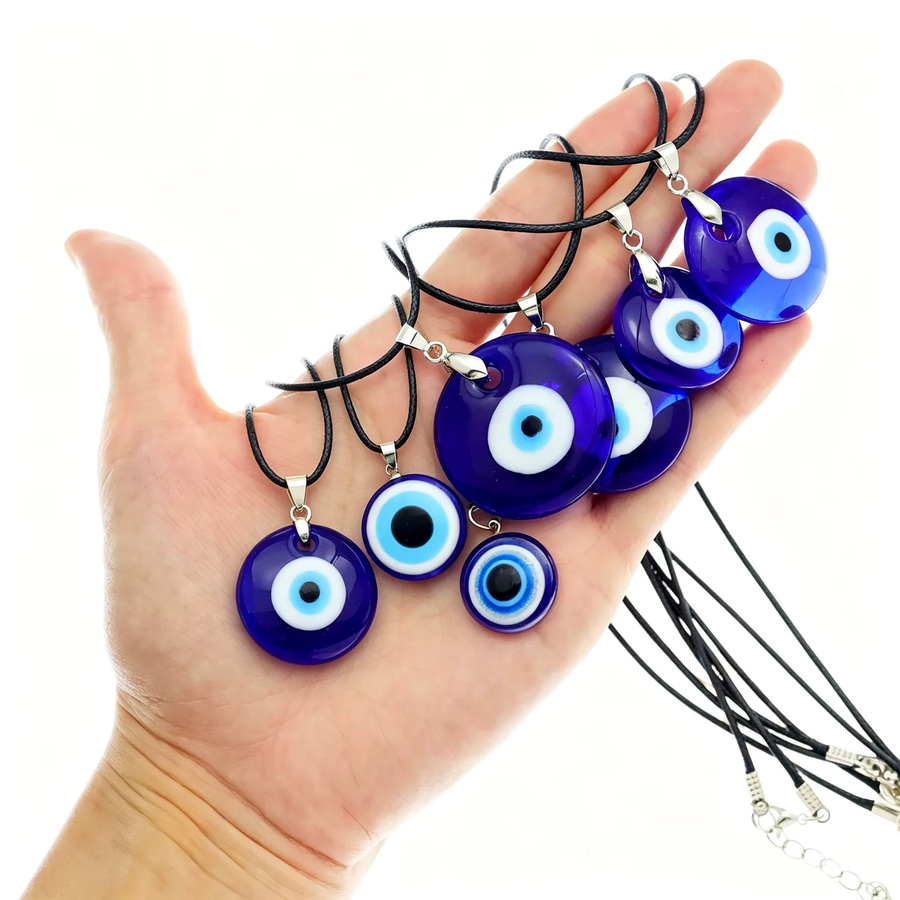 RechicGu Halskette, blaues Auge, Glas, Leder, Damen - Bild 3