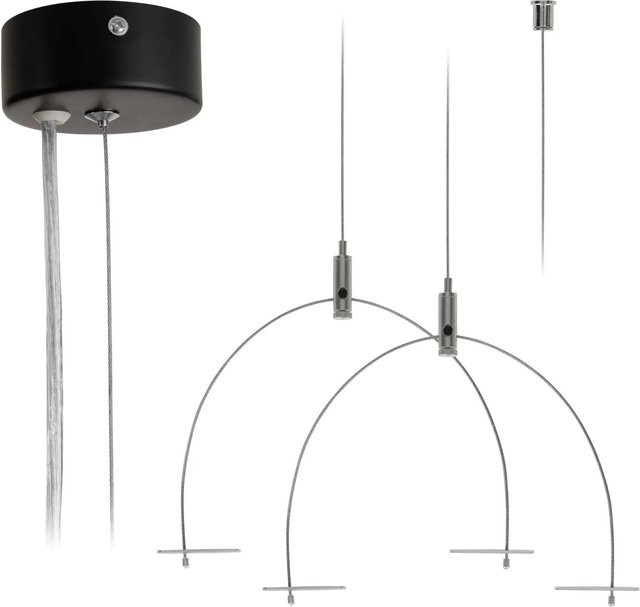 Eglo LED Seilabhängung-Set Suspension in Schwarz mit höhenverstellbarem Drahtseilsystem für moderne Arbeitsumgebungen und Wohnbereiche - Bild 1