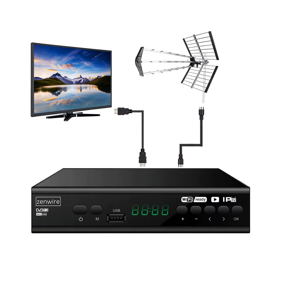 Zenwire 001 Tuner Satelliten-Decoder DVB-T2 HEVC H.265 Full HD USB-Box in Schwarz - Bild 6