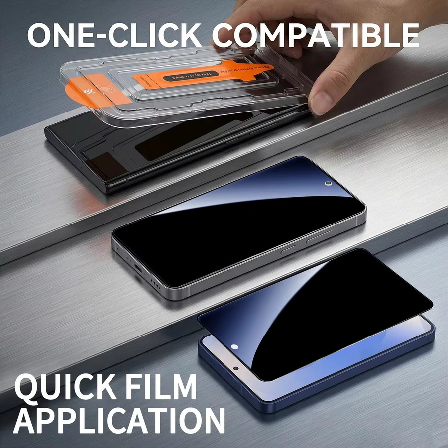 4er-Pack Sichtschutz Displayschutzfolie aus gehärtetem Glas für Samsung Galaxy S26 Ultra S25 S24 Plus S23 S22 S21 in Schwarz mit Anti-Spionage-Funktion und Fingerabdruck-Kompatibilität - Bild 2