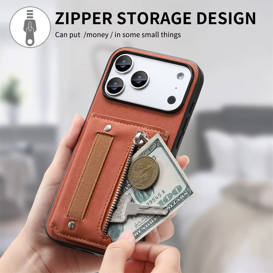 Flip RFID Wallet Lederhülle mit Handgelenkschlaufe und Kartenhalter für iPhone Modelle in Blau oder Braun - Bild 5
