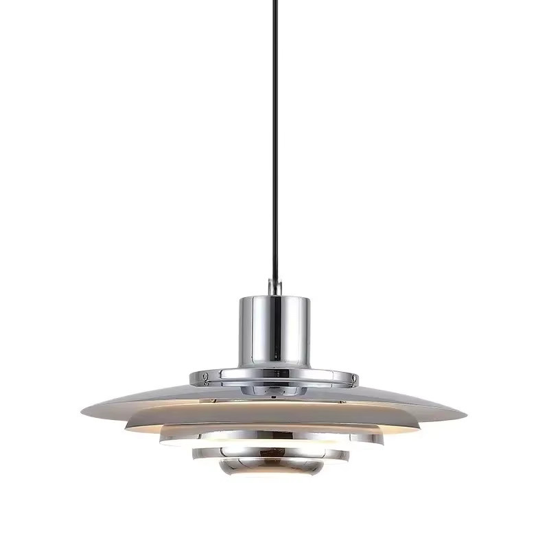 JIANKEXING Nordische Pendelleuchte aus Metall in Weiß und Silber, verstellbarer LED-Kronleuchter im minimalistischen Design mit E27-Fassung für Küche und Schlafzimmer - Bild 2