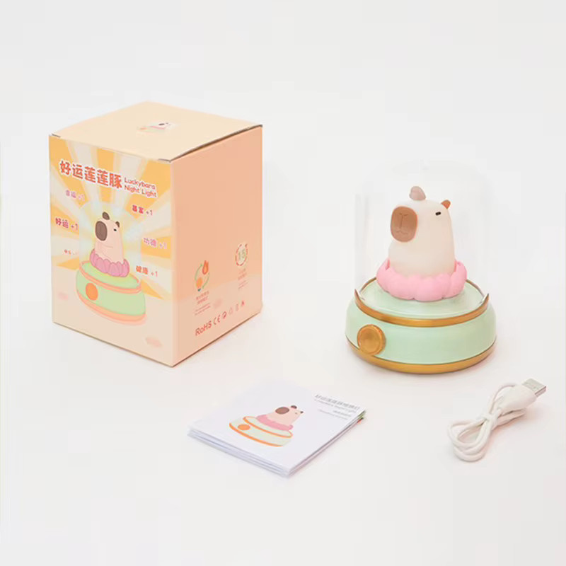 Lyfs Capybara Nachtlicht aus Silikon in Weiß mit Dimmfunktion und Timer, USB wiederaufladbare Schlaflampe für das Kinderzimmer - Bild 3