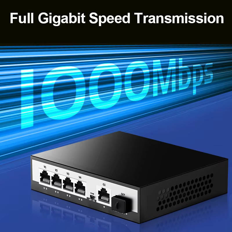 HORACO 6-Port Gigabit PoE-Switch mit 52 W Leistung für IP-Kameras und NVR, Schwarz - Bild 2