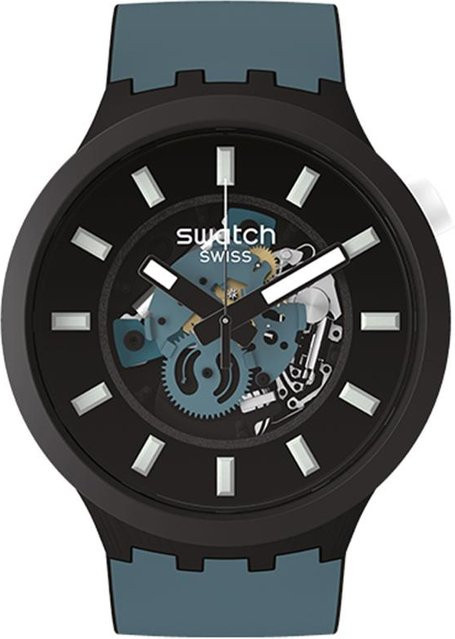 Swatch Armbanduhr, Quarz, Keramikgehäuse, Silikonarmband, Schwarz, Unisex - Bild 1