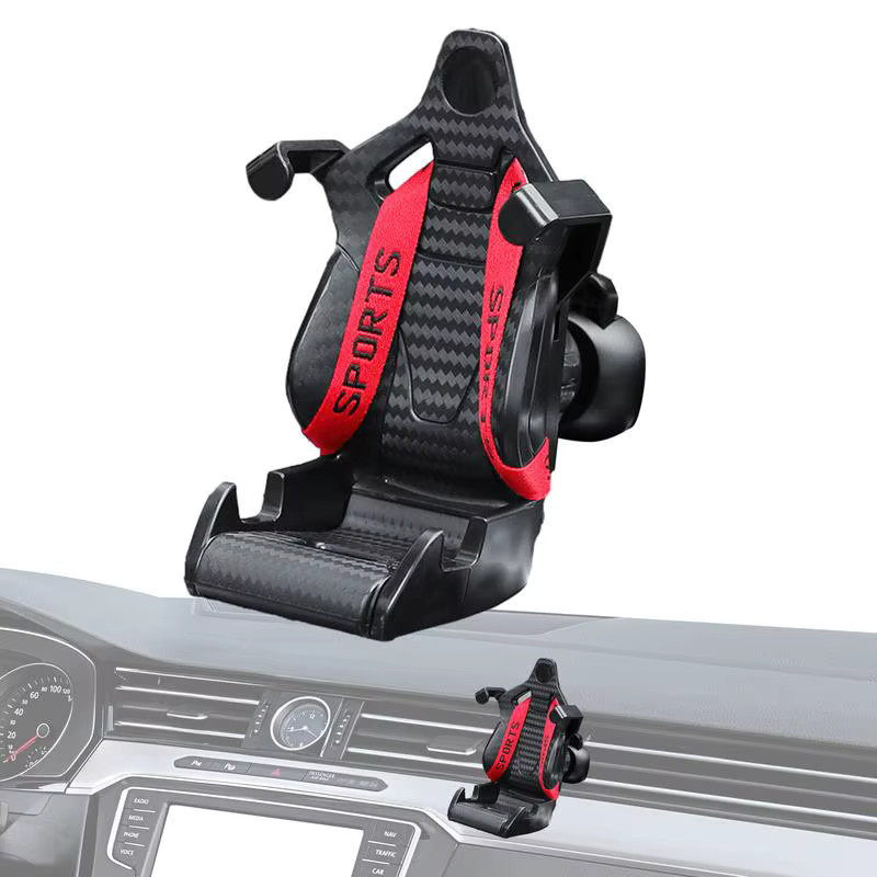 Automatische Handyhalterung für das Lüftungsgitter im Auto mit Racing-Sitz-Design in Schwarz-Gelb - Bild 2