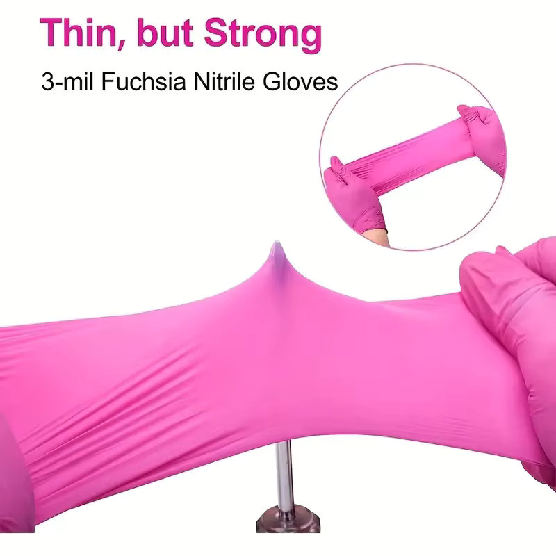 INMAICH Einweg Nitril Handschuhe Puderfrei in Rosa und Rot für Haushalt, Schönheitssalon und Tattoo-Arbeiten - Bild 2