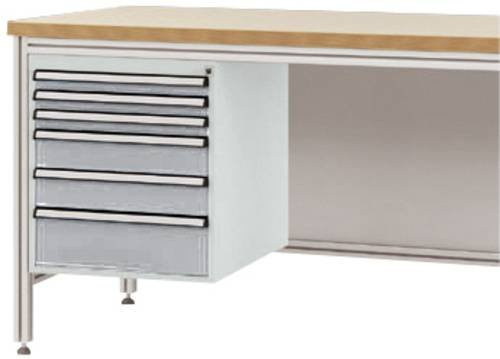 Manuflex Gehäuse-Unterbau ZB4922.9006 für ALU-Arbeitstische in Silber und Weiß mit 6 Schubfächern, Nutzhöhe: 50 cm, für Tischtiefe: 80 cm - Bild 1