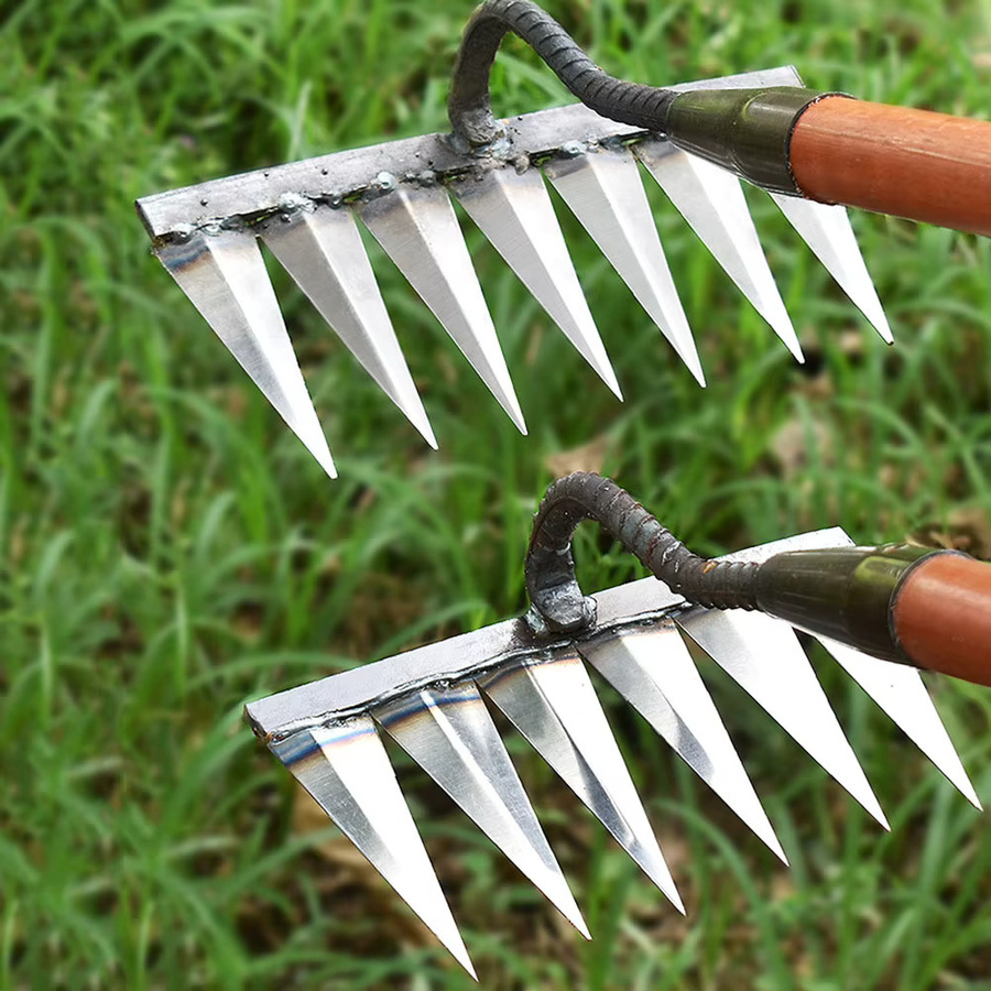 Alloet Unkrauthacke aus Edelstahl in Silber zur manuellen Entfernung von Unkraut, Gras und Wurzeln - Bild 3