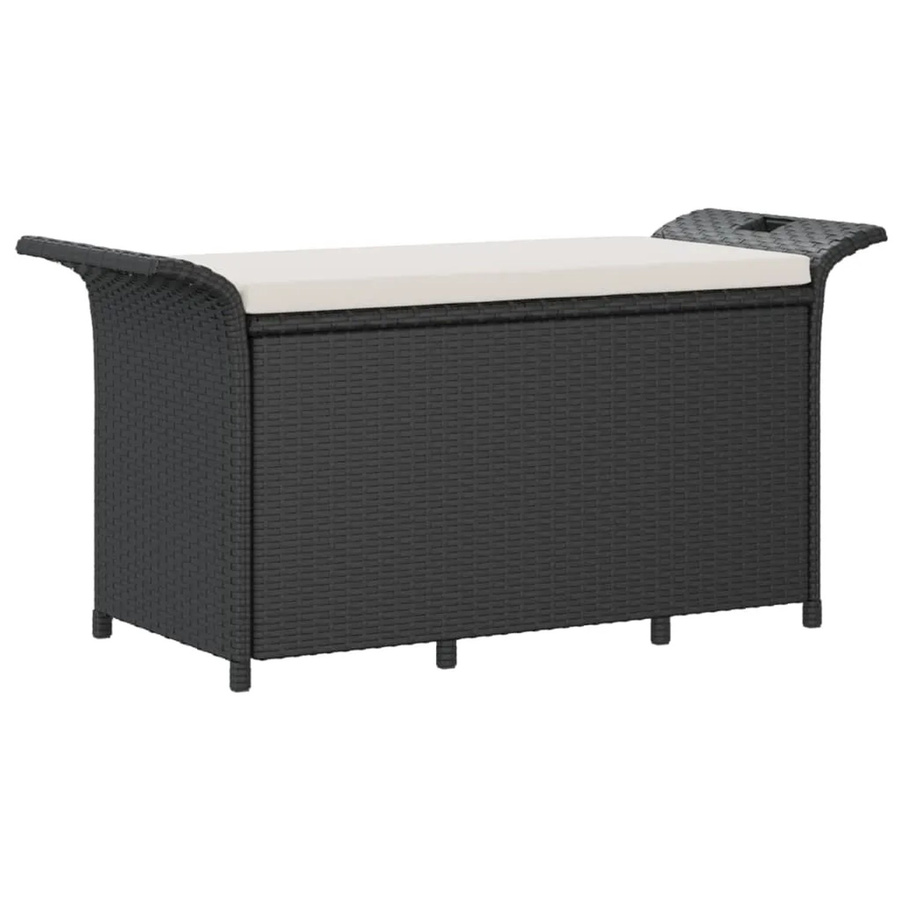 furnicato Gartenbank aus Poly Rattan mit Kissen in Schwarz, B/T/H: 116 x 46 x 57 cm - Bild 2