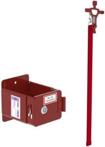 Günzburger Leiterhalter Master Key aus Stahl, pulverbeschichtet matt, Farbe: Rot RAL 3000, Wandmontage - Bild 1