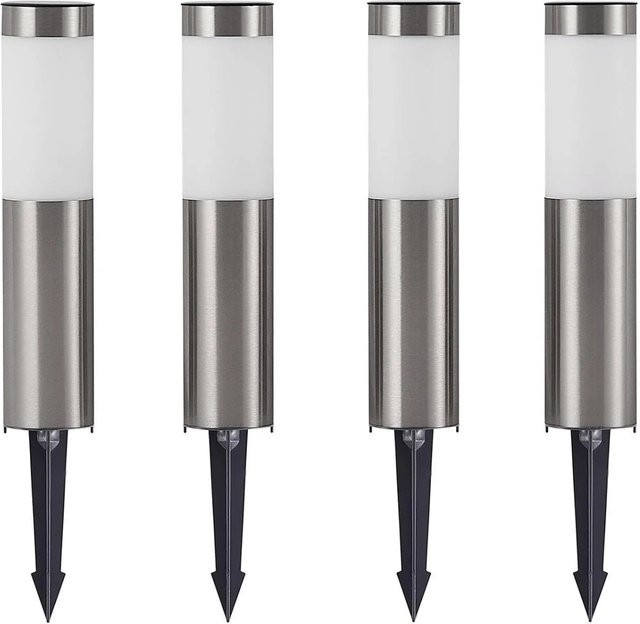 Lindby 4er Set Sirita LED Solarleuchten aus Edelstahl und Alu in Alu-grau, modern und spritzwassergeschützt für den Außenbereich - Bild 1