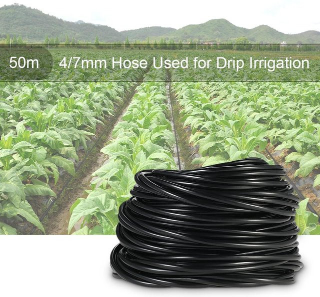 Brazone Tropfbewässerungssystem Bewässerungsschlauch aus Polyethylen, Schwarz, Länge: 50 m, Durchmesser: 4/7 mm - Bild 1