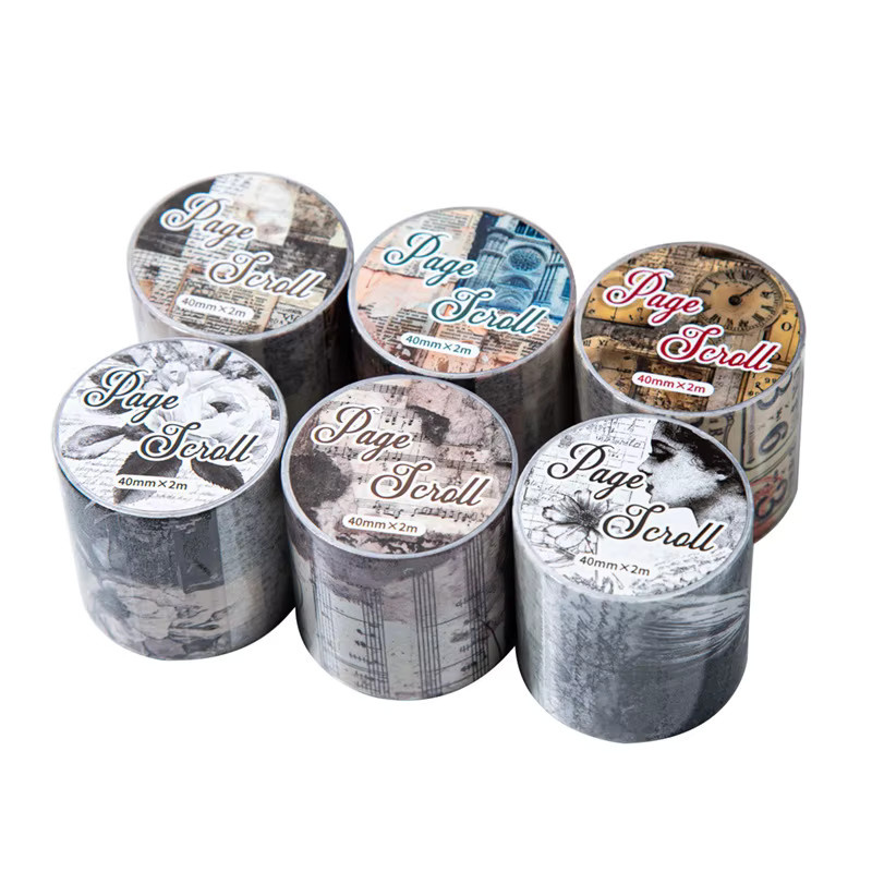 4 Rollen Washi Tape im Vintage-Malerei-Stil, bunt, 4 x 200 cm - Bild 4