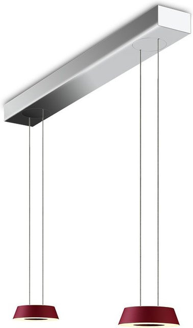 Oligo Glance 2-flammige LED-Pendelleuchte in Rot Matt und Chrom mit unsichtbarer Höhenverstellung und dimmbarer warmweißer Beleuchtung (2700K) - Bild 1