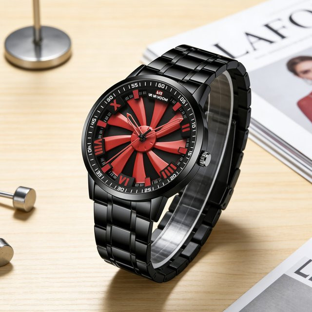 VA VA VOOM Armbanduhr, Quarz, Edelstahl, 43 mm, Schwarz, Herren - Bild 1