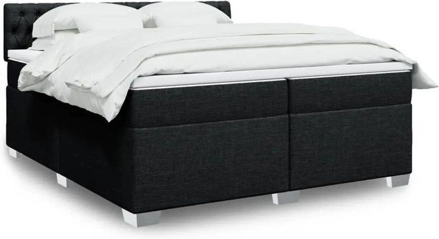 vidaXL Boxspringbett Hybrid mit Matratze und USB-Ladeport in Schwarz, B/T: 200 x 200 cm - Bild 1
