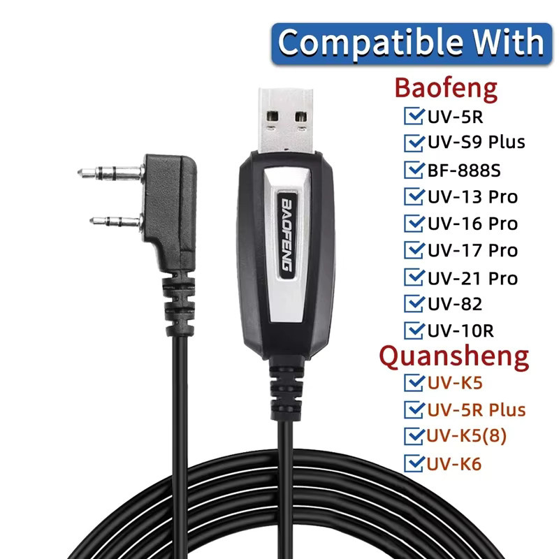 Baofeng USB-Programmierkabel in Schwarz für UV-5R, UV-82, 888S, UV-S9PLUS, UV-13, UV-16, UV-17, UV-21 Pro und Quansheng UV-K5/5R Plus Walkie Talkie inklusive CD - Bild 2