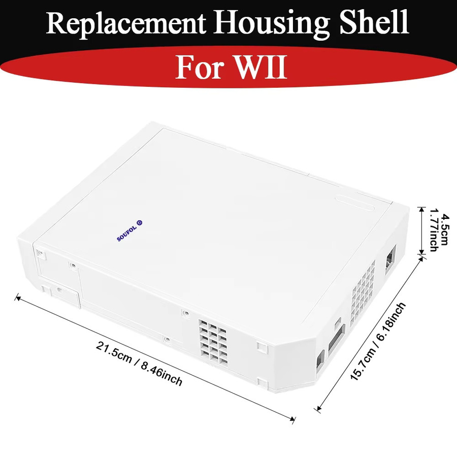 Royaldraid Ersatzgehäuse für WII im Retro-Design mit allen Tasten, Set in Weiß/Transparent - Bild 3