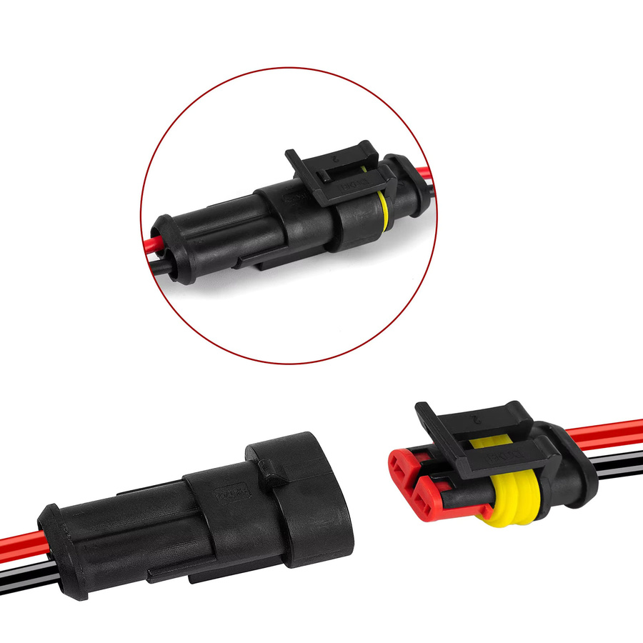 AOKIN 2 Pin Way Wasserdichte Stecker Set, 5 Sätze Männlich und Weiblich, Schwarz, für 16 AWG Draht in Auto, Lkw und Boot - Bild 4