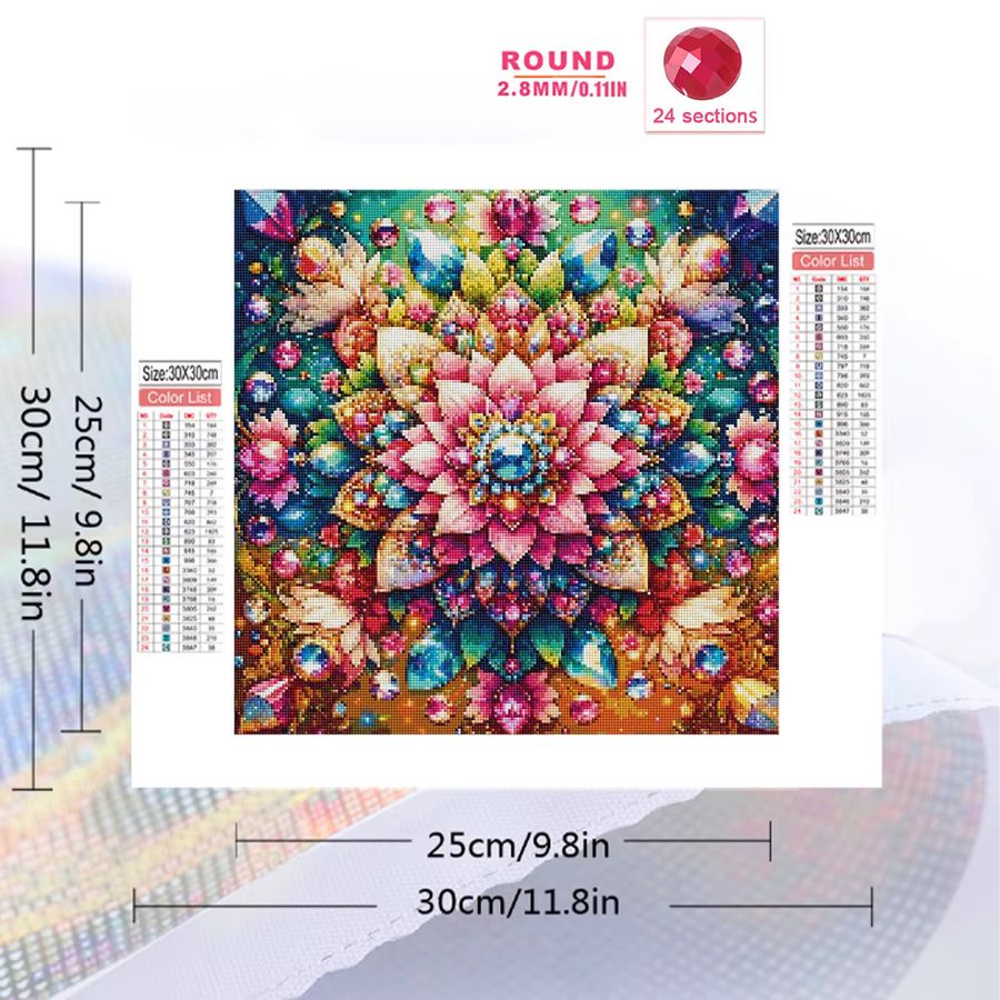 Evershine Diamantmalerei Mandala mit floralem Design, rund, multicolor - Bild 2