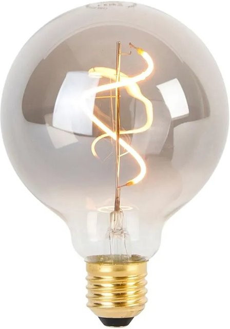LUEDD E27 Dimmbare LED Spiralfadenlampe G95 in Rauchglas mit warmweißem Licht 1800K - Bild 1