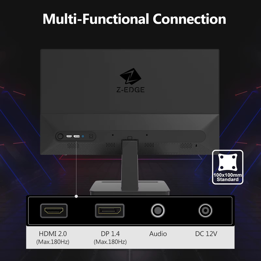 Z-EDGE Gaming-Monitor 24 Zoll mit Full HD IPS-Panel, 180 Hz, 1 ms MPRT, HDR10 und FreeSync in Schwarz - Bild 4