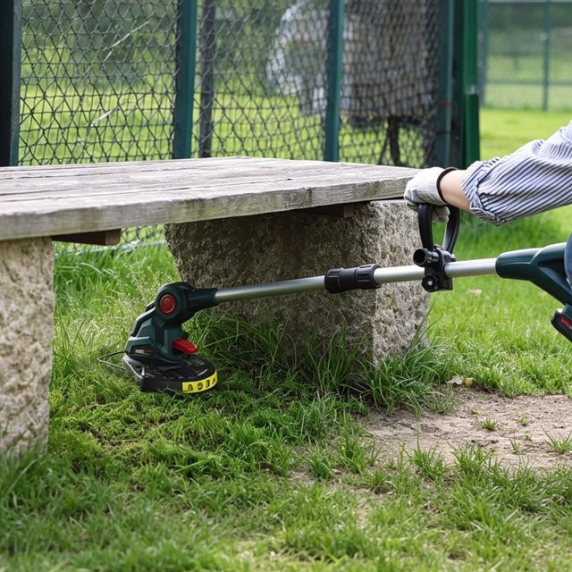 POSENPRO 20V Akku-Rasentrimmer und Kantenschneider mit 26 cm Schnittdurchmesser, verstellbarem Schnittwinkel, Teleskopschaft und Zusatzgriff - Bild 1