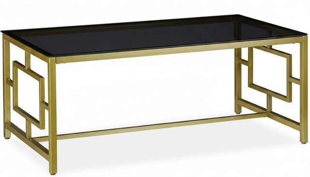 Relaxdays Couchtisch aus Glas und Metall in Schwarz und Gold, B/T/H: 110 x 45 x 60 cm - Bild 1