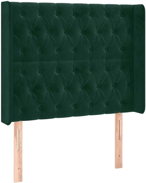 vidaXL Kopfteil mit Ohren in Dunkelgrün aus Samt, B/T/H: 103 x 16 x 118/128 cm - Bild 1