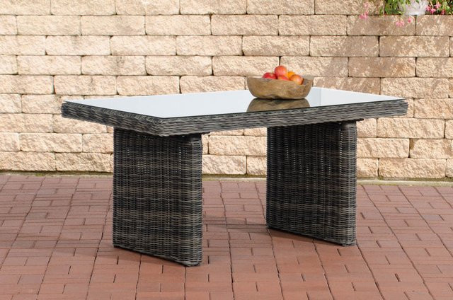 TPFGarden Polyrattan Gartentisch Fino Minari Bermeo in Grau-Meliert mit Glasplatte - Bild 1