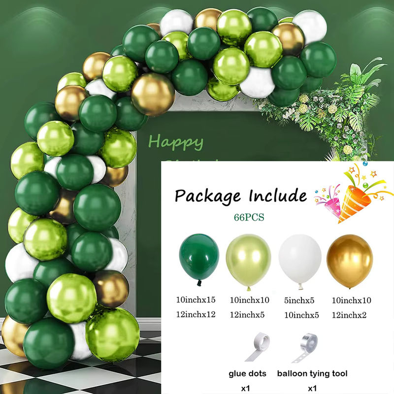 Dschungel Safari Tier Luftballon Girlande Bogen Kit für Geburtstag und Babyparty in Grün, Weiß und Chrom Gold - Bild 2